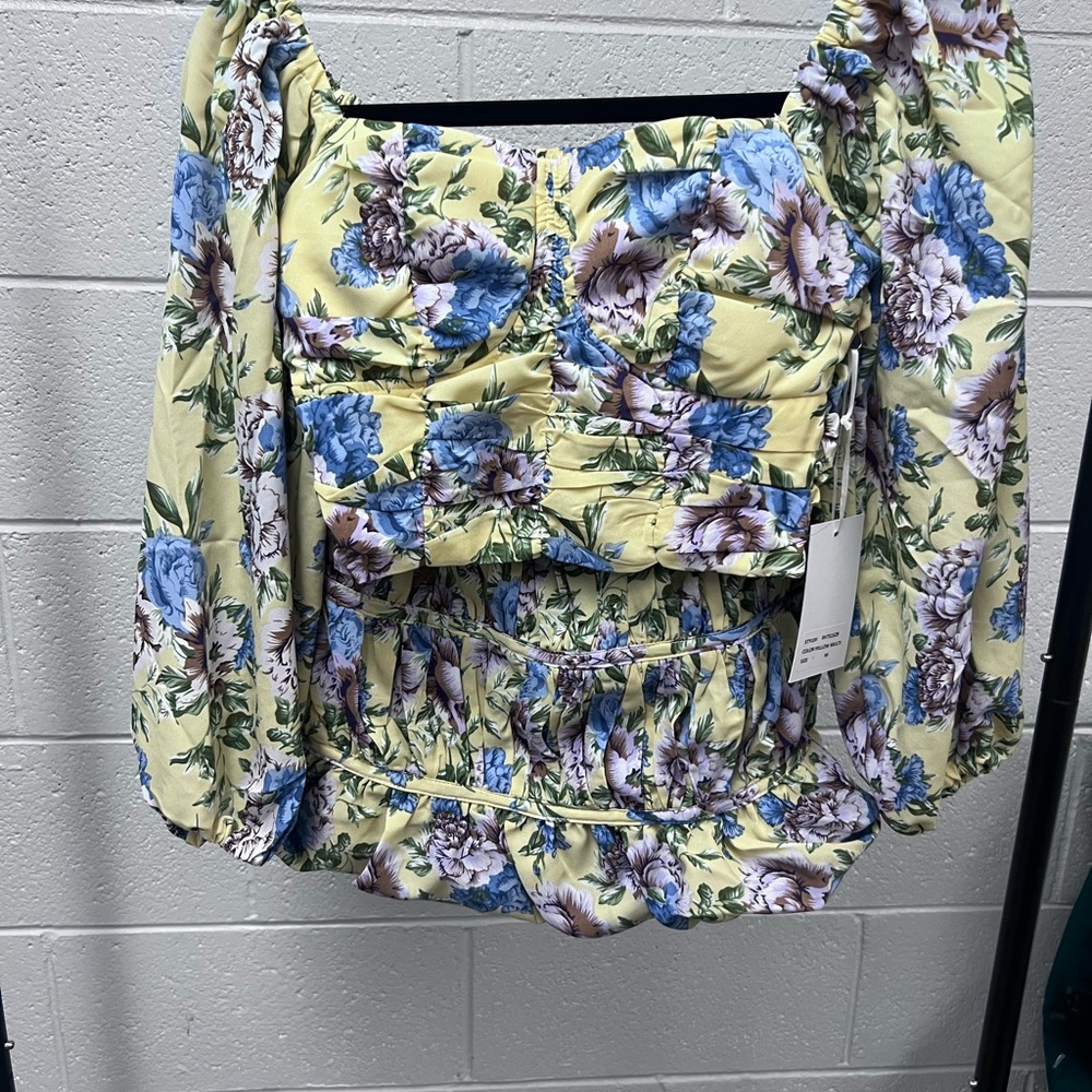 Floral Yellow and Blue Women's Skirt Set